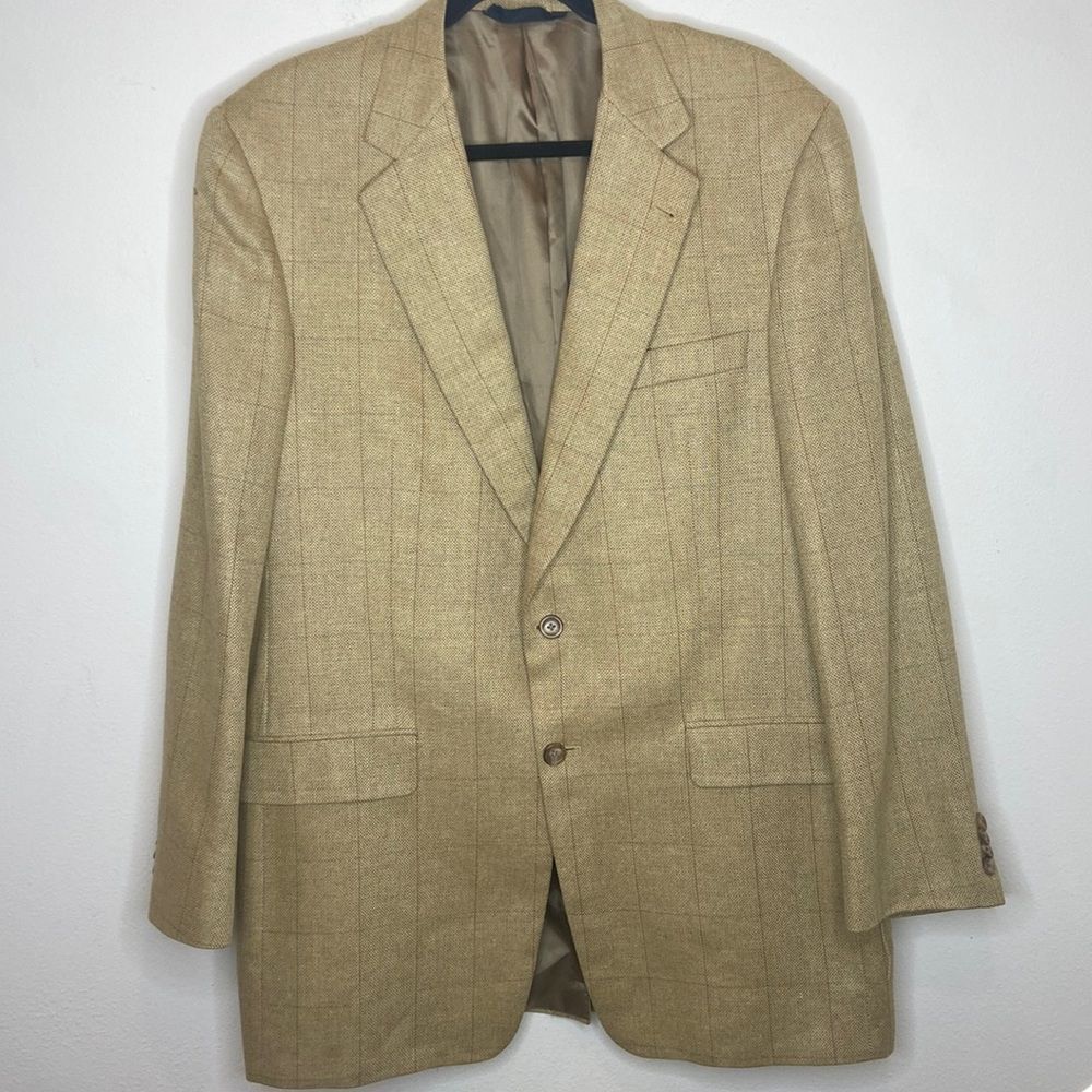 Burberry London Men’s 100% Silk 2 Button Windowpane Blazer Sports Jacket 42-Long